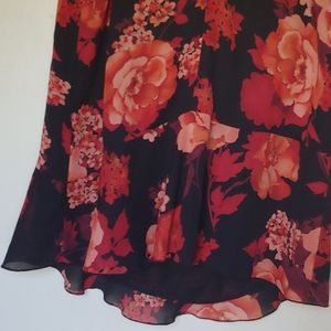 Norton size orange pink black floral skirt8